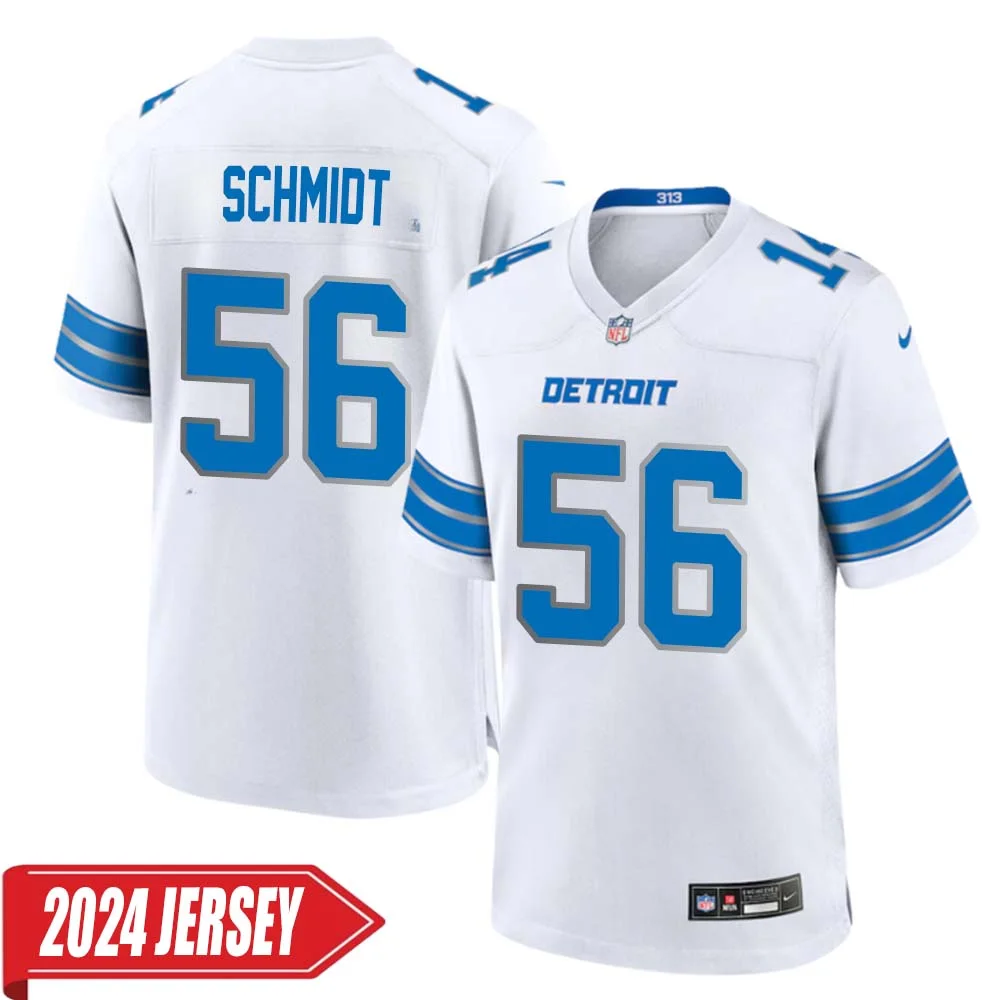 Joe Schmidt No 56 Men s Detroit Lions Away Game 2024 Jersey White