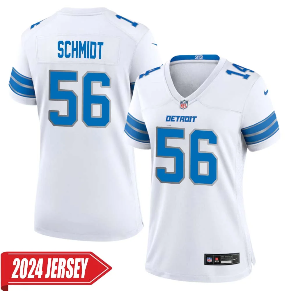 Joe Schmidt No 56 Woman s Detroit Lions Away Game 2024 Jersey White