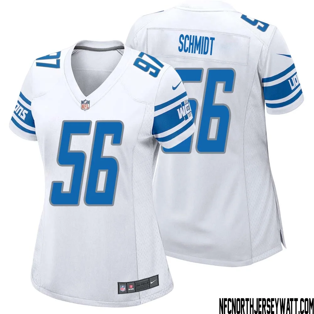 Joe Schmidt No 56 Women White Detroit Lions Player Away Game Jersey 1