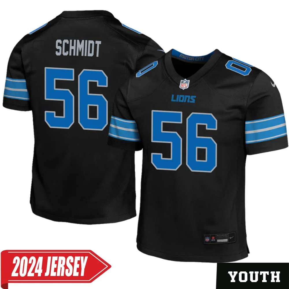 Joe Schmidt No 56 Youth s Detroit Lions 2nd Alternate Vapor F.U.S.E. Limited 2024 Jersey Black