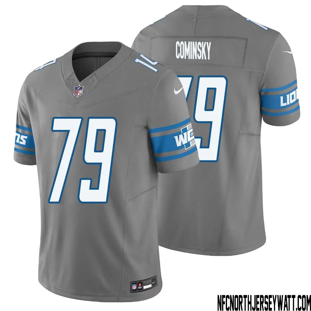 John Cominsky No 79 Men Detroit Lions Vapor F.U.S.E. Limited Jersey Silver