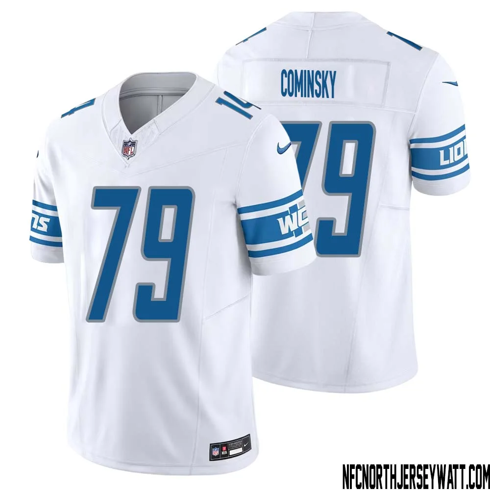 John Cominsky No 79 Men White Detroit Lions Vapor F.U.S.E. Limited Jersey