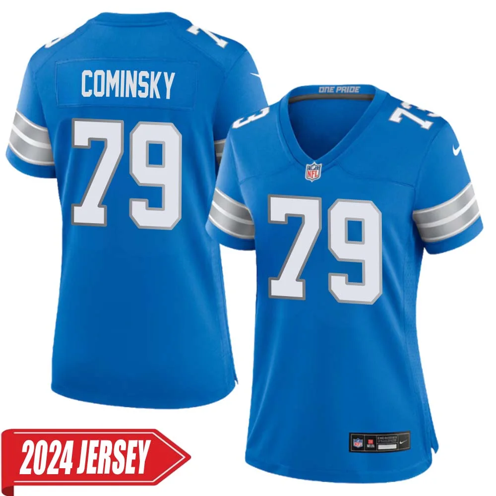 John Cominsky No 79 Woman s Detroit Lions Home Game 2024 Jersey Blue