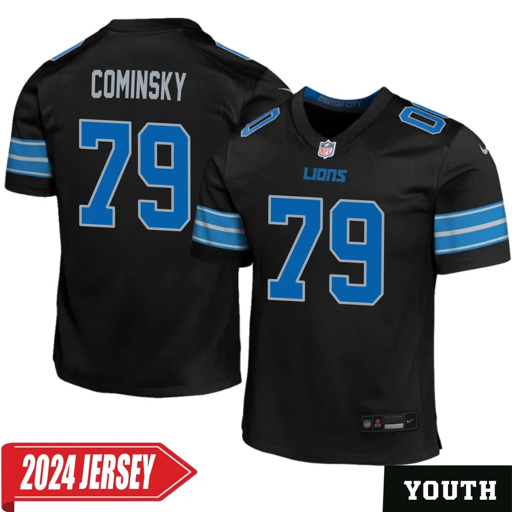 John Cominsky No 79 Youth s Detroit Lions 2nd Alternate Vapor F.U.S.E. Limited 2024 Jersey Black
