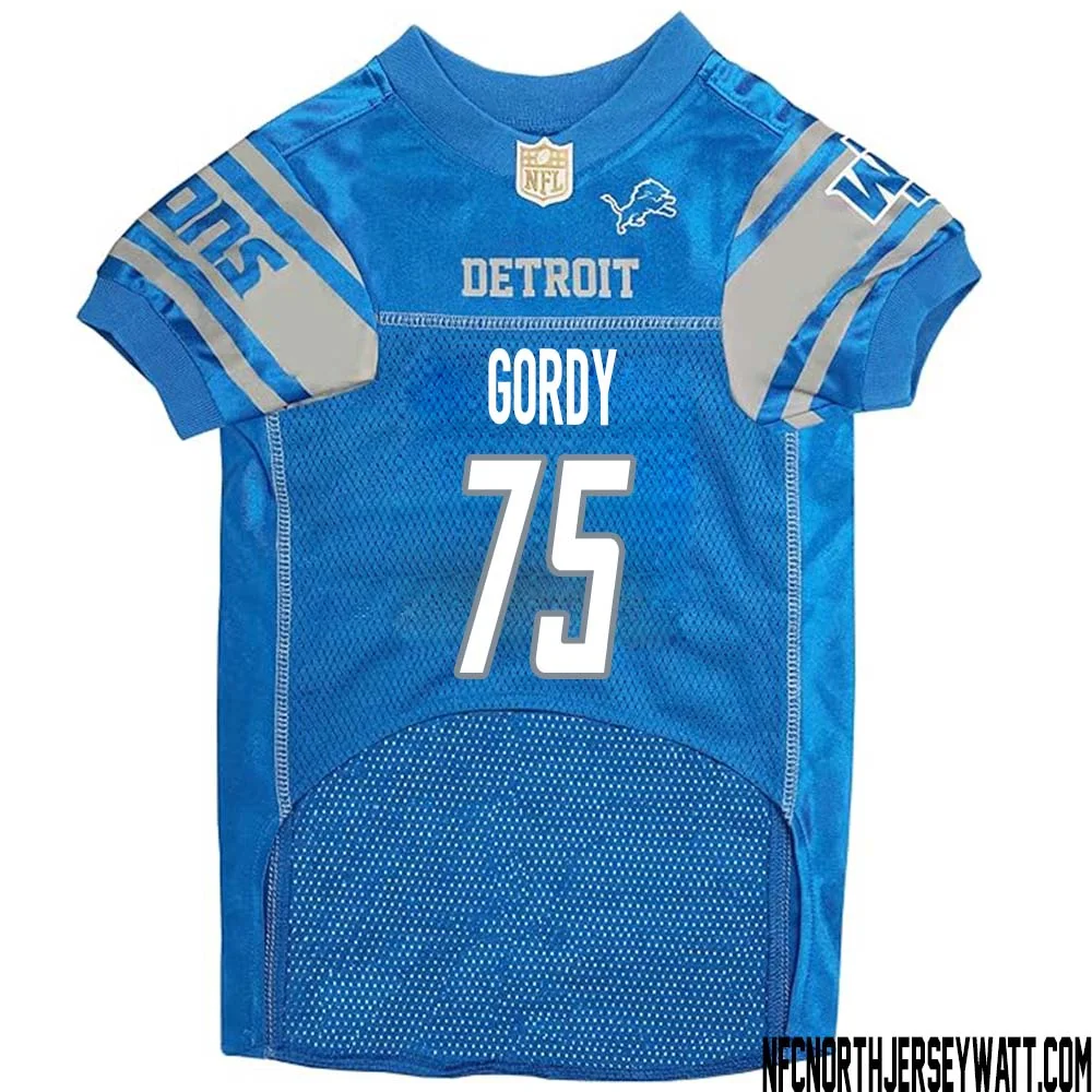 John Gordy No 75 Blue Detroit Lions Dog Jersey 1