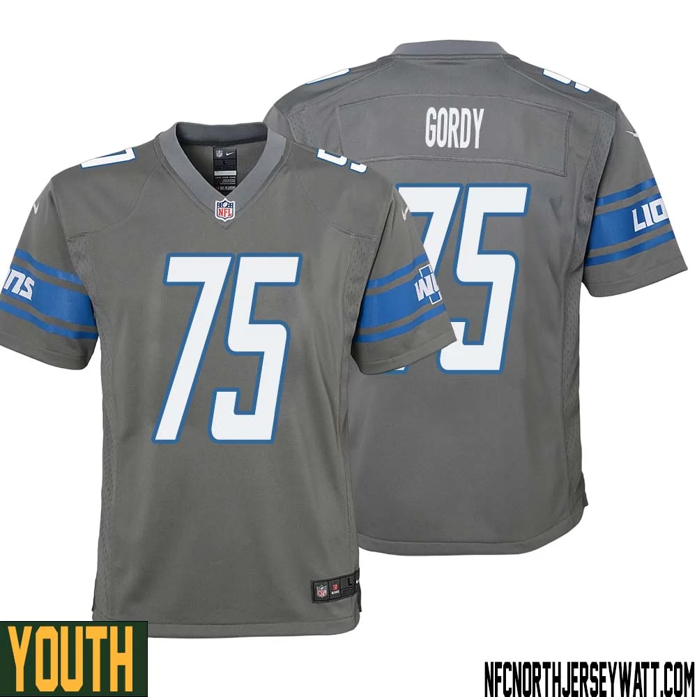 John Gordy No 75 Youth Gray Detroit Lions Player Alternate Game Jersey
