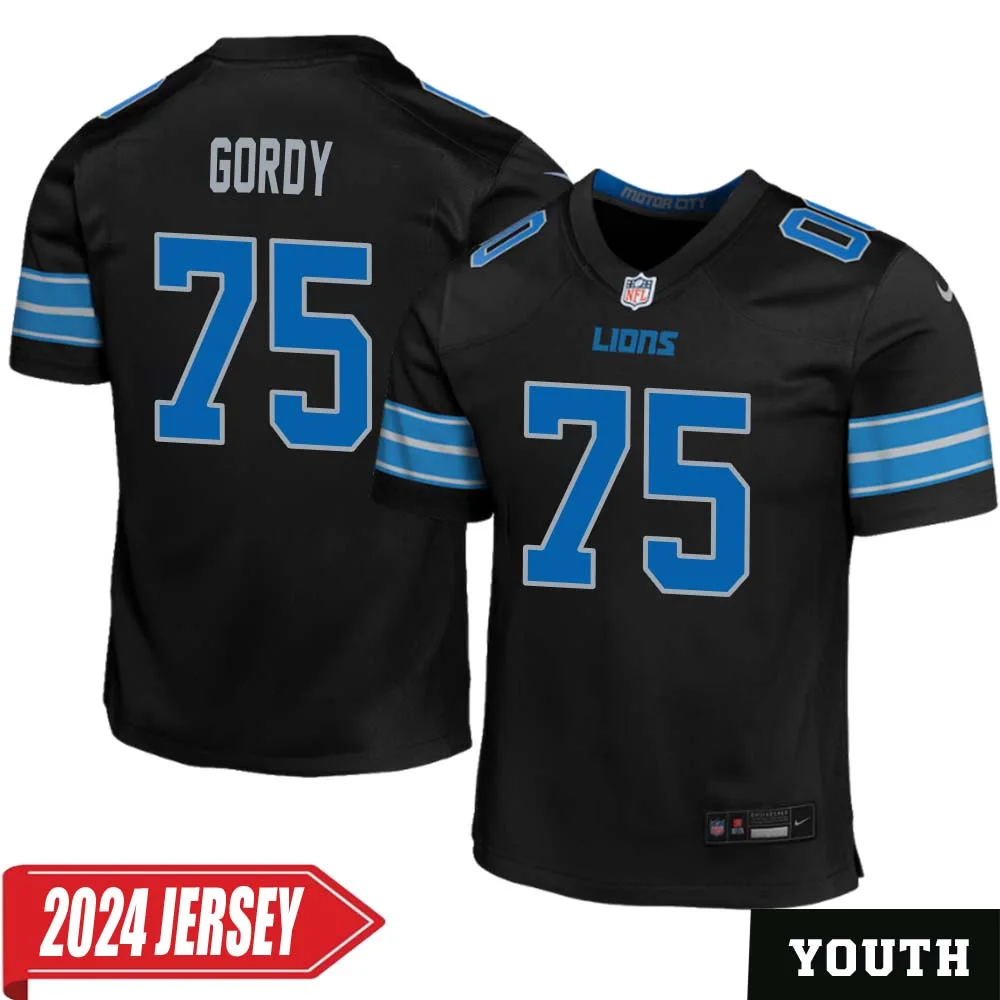 John Gordy No 75 Youth s Detroit Lions 2nd Alternate Vapor F.U.S.E. Limited 2024 Jersey Black