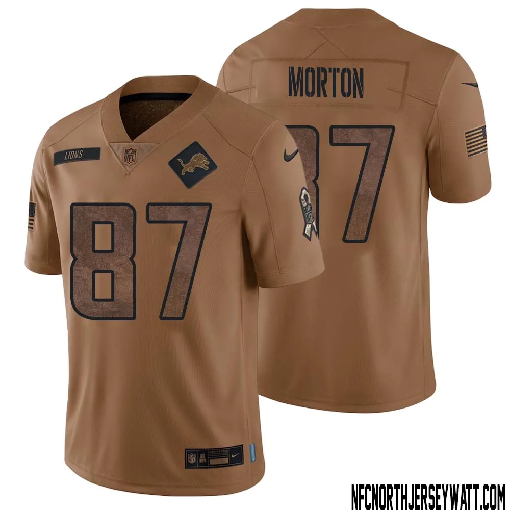 Johnnie Morton No 87 Men Brown Detroit Lions 2023 Salute To Service Retired Player Limited Jersey