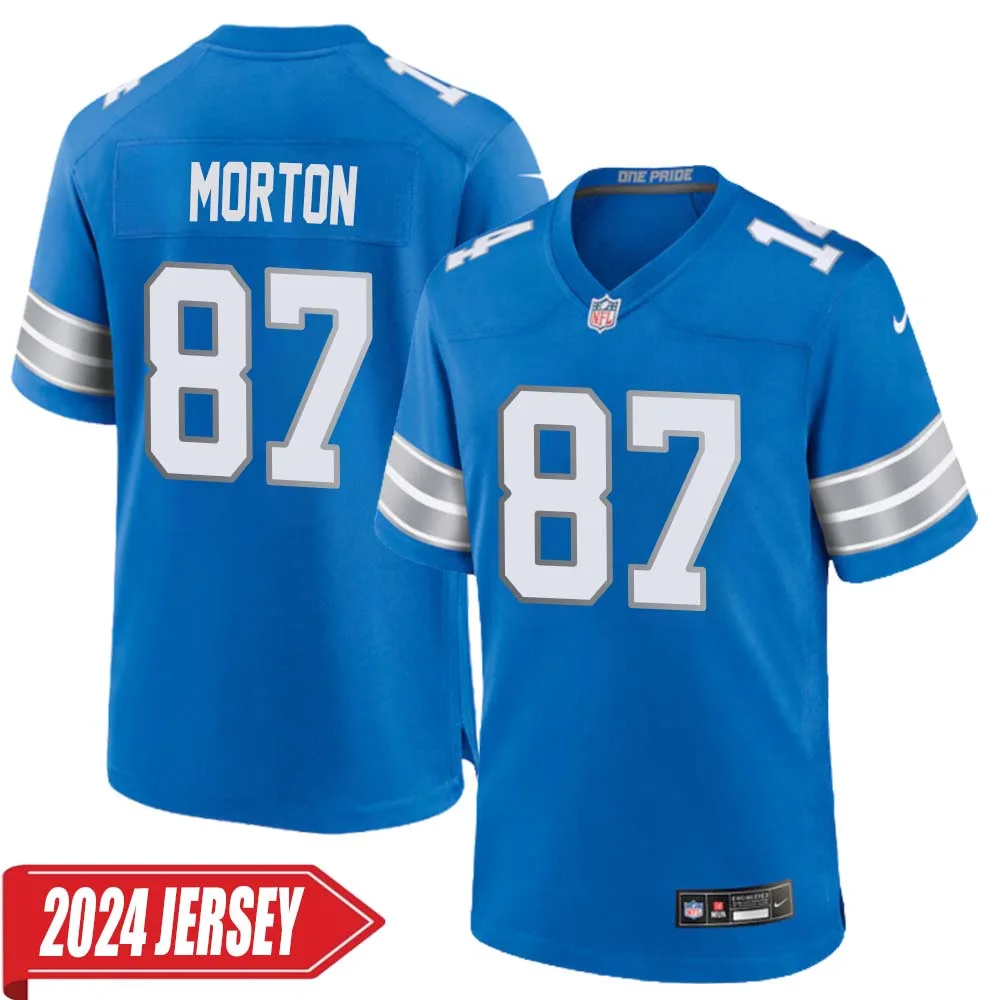 Johnnie Morton No 87 Men s Detroit Lions Home Game 2024 Jersey Blue