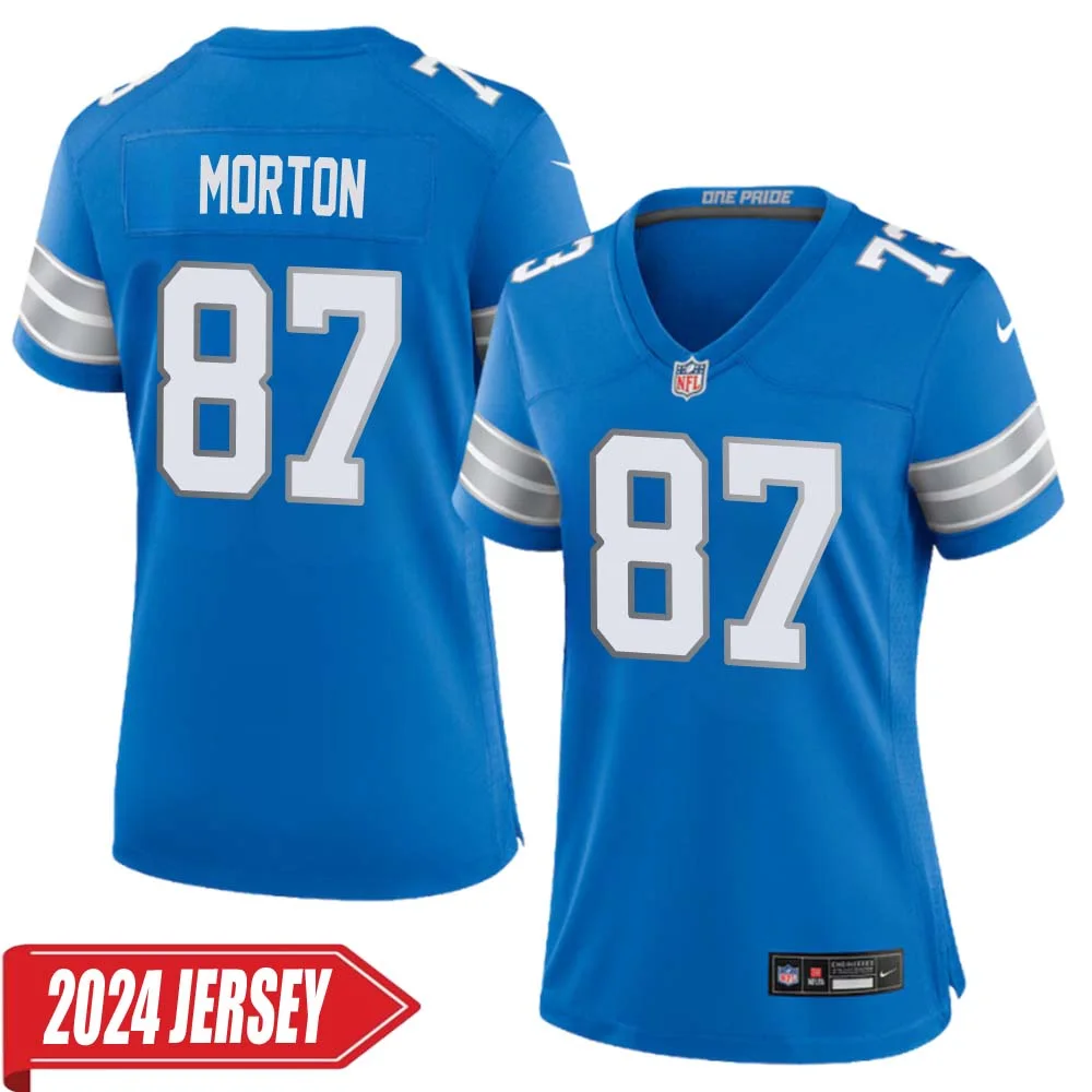 Johnnie Morton No 87 Woman s Detroit Lions Home Game 2024 Jersey Blue