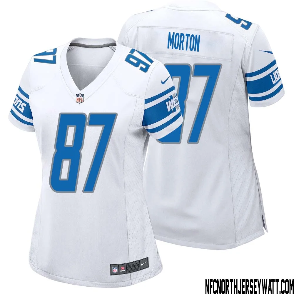 Johnnie Morton No 87 Women White Detroit Lions Player Away Game Jersey