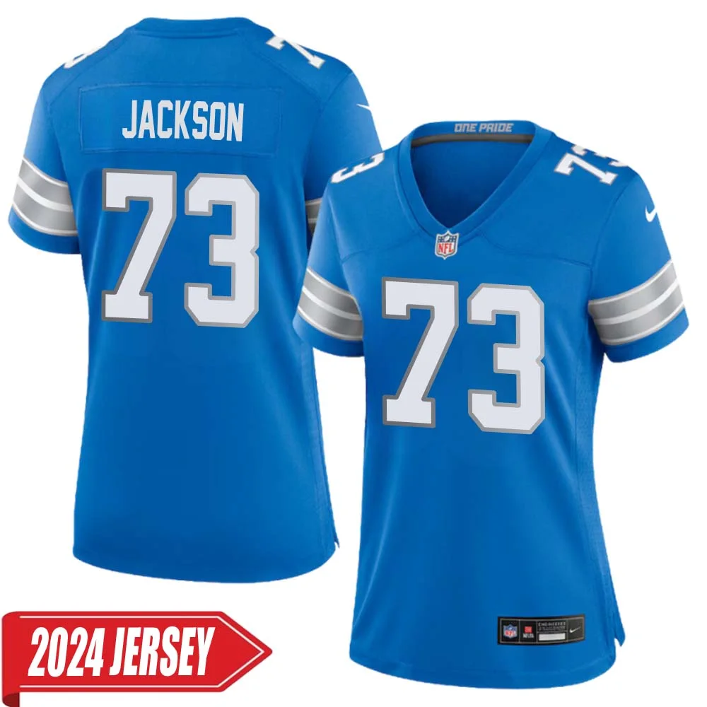 Jonah Jackson No 73 Woman s Detroit Lions Home Game 2024 Jersey Blue
