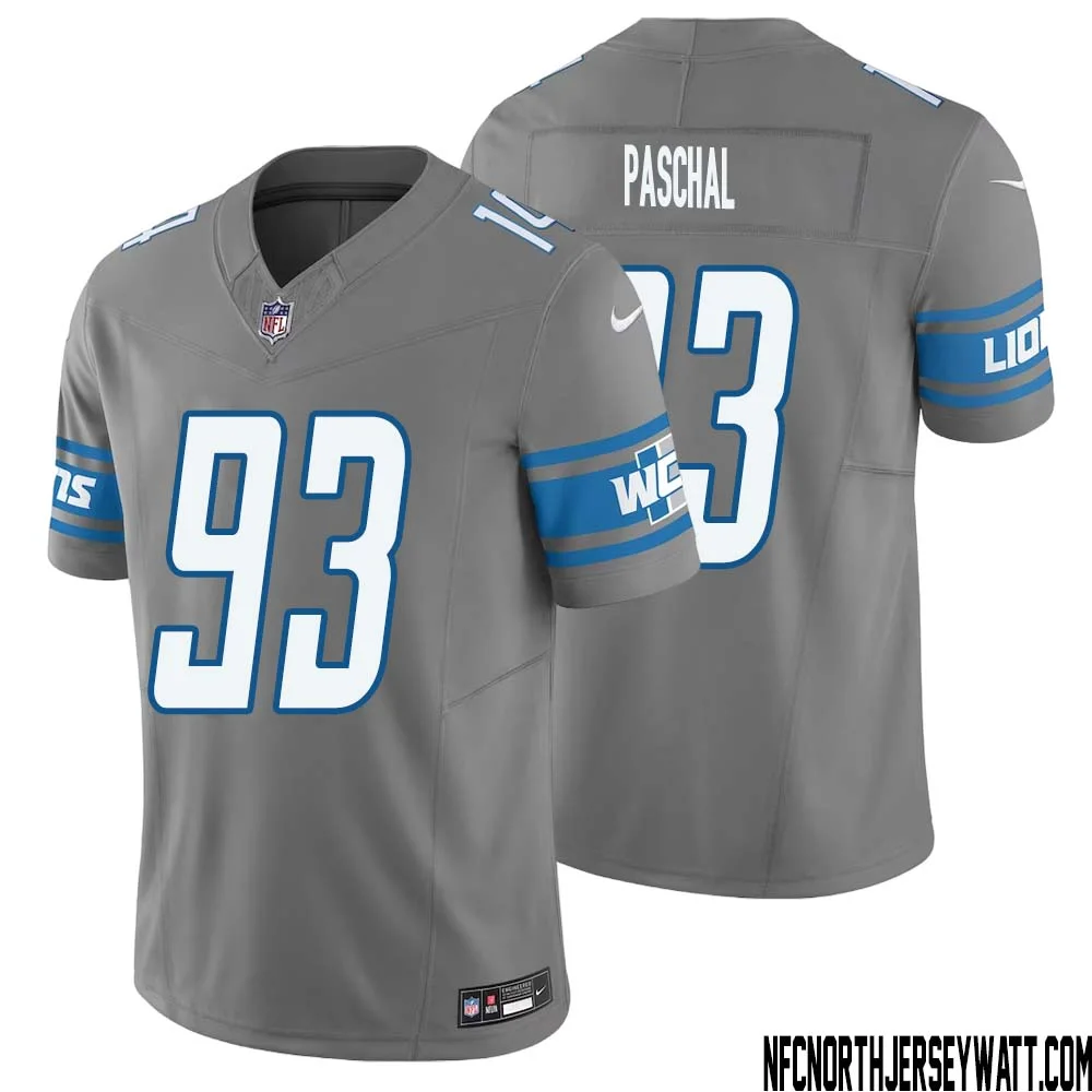 Josh Paschal No 93 Men Detroit Lions Vapor F.U.S.E. Limited Jersey Silver 1