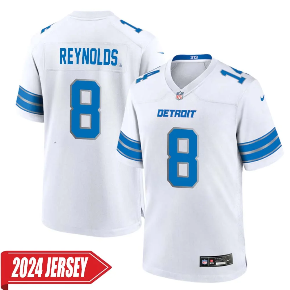 Josh Reynolds No 8 Men s Detroit Lions Away Game 2024 Jersey White