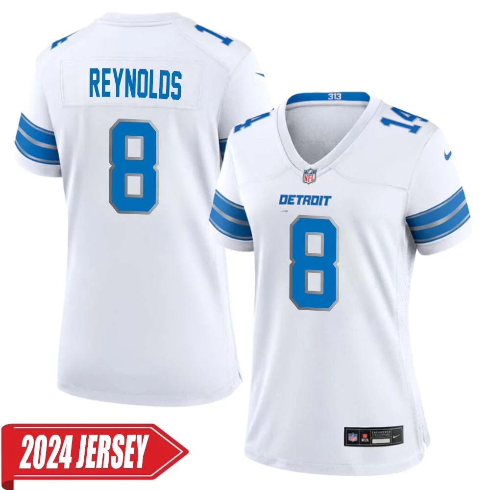 Josh Reynolds No 8 Woman s Detroit Lions Away Game 2024 Jersey White