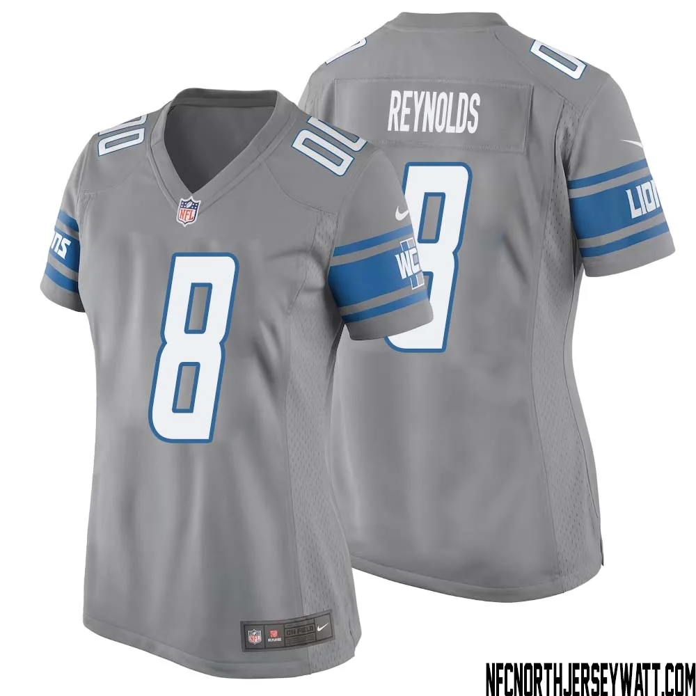 Josh Reynolds No 8 Women Gray Detroit Lions Player Alternate Game Jersey