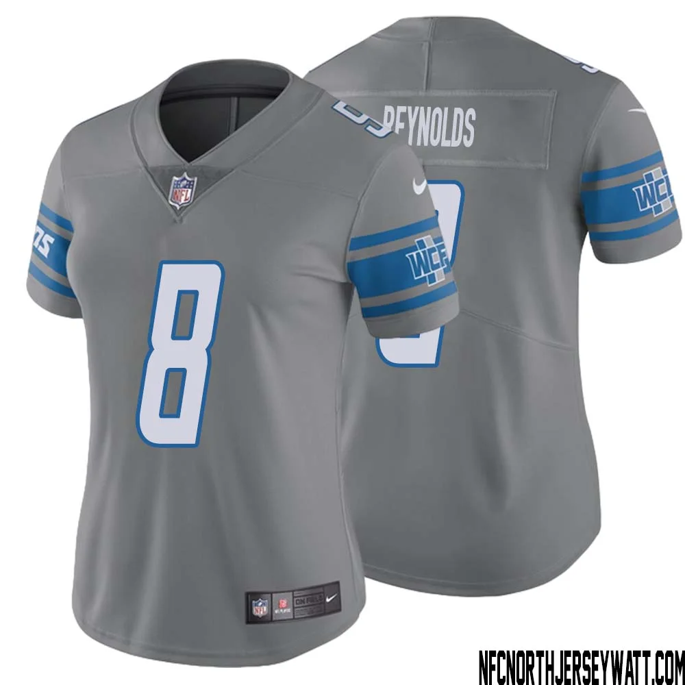 Josh Reynolds No 8 Women Steel Detroit Lions Vapor Untouchable Color Rush Limited Player Jersey