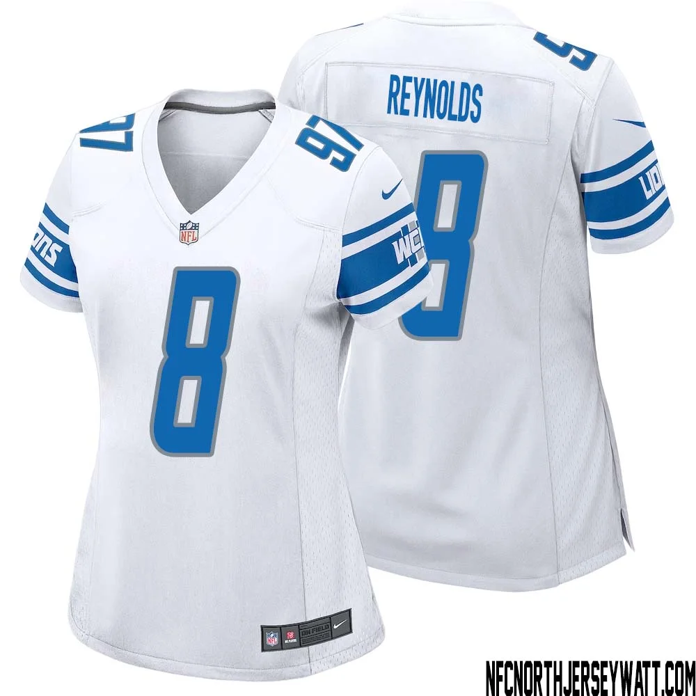 Josh Reynolds No 8 Women White Detroit Lions Player Away Game Jersey 1