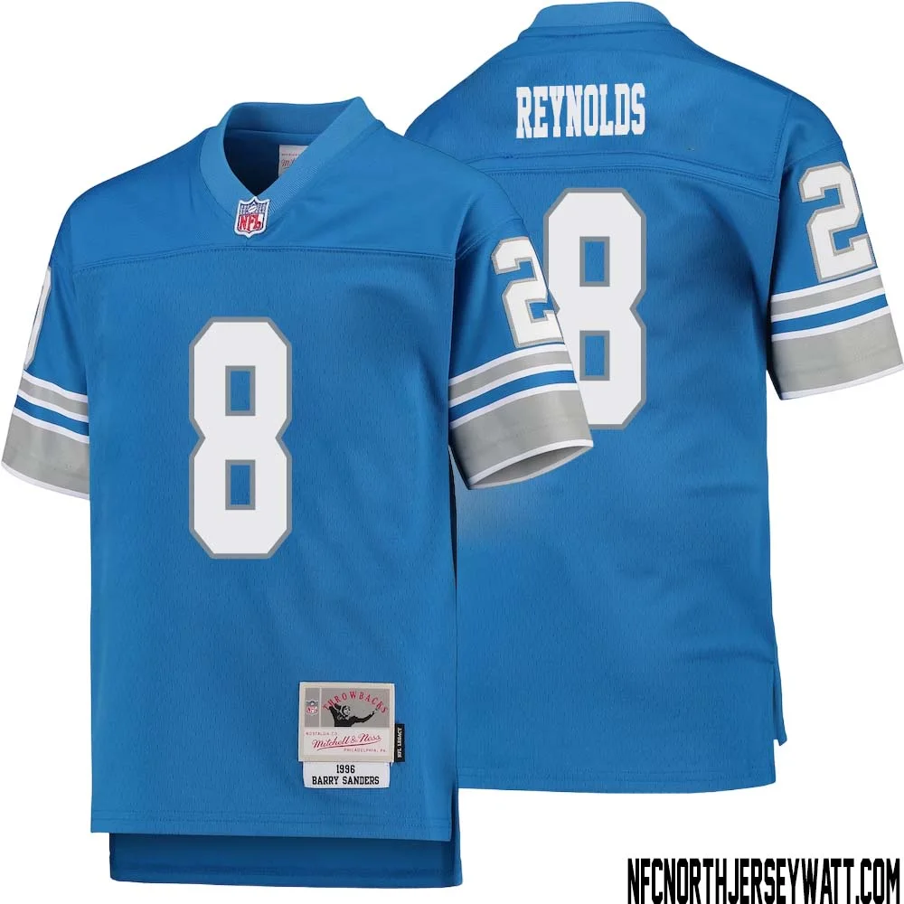 Josh Reynolds No 8 Youth Mitchell Ness Blue Detroit Lions 1996 Legacy Retired Player Jersey 1