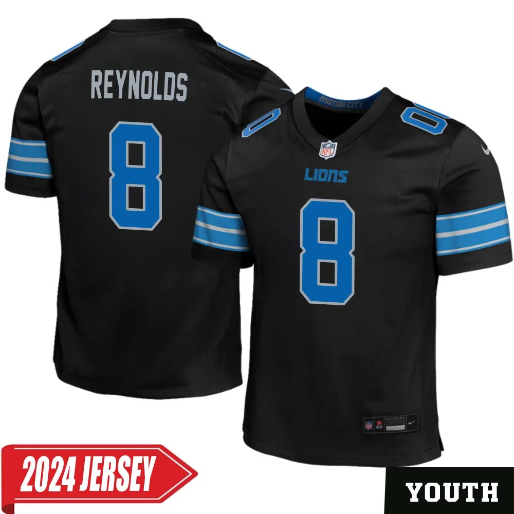 Josh Reynolds No 8 Youth s Detroit Lions 2nd Alternate Vapor F.U.S.E. Limited 2024 Jersey Black