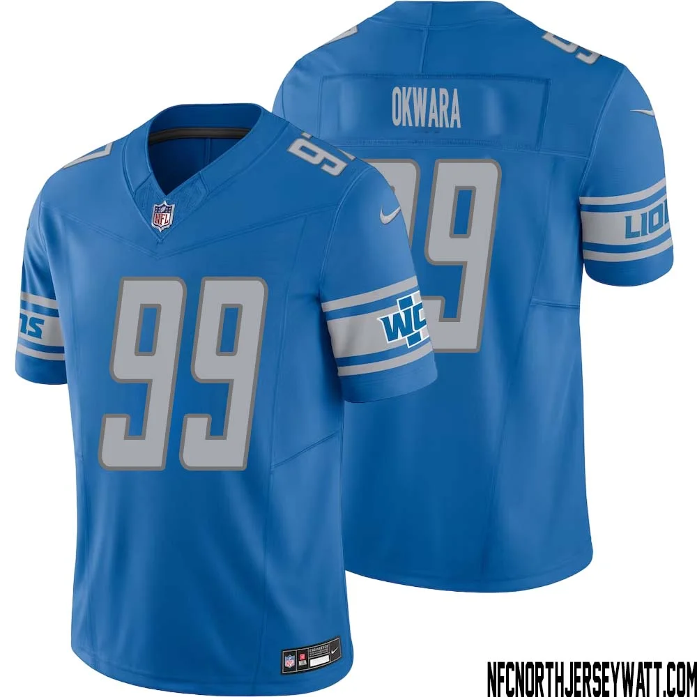 Julian Okwara No 99 Men Blue Detroit Lions Vapor F.U.S.E. Limited Jersey 1