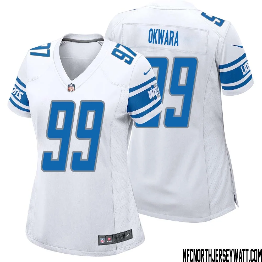 Julian Okwara No 99 Women White Detroit Lions Player Away Game Jersey