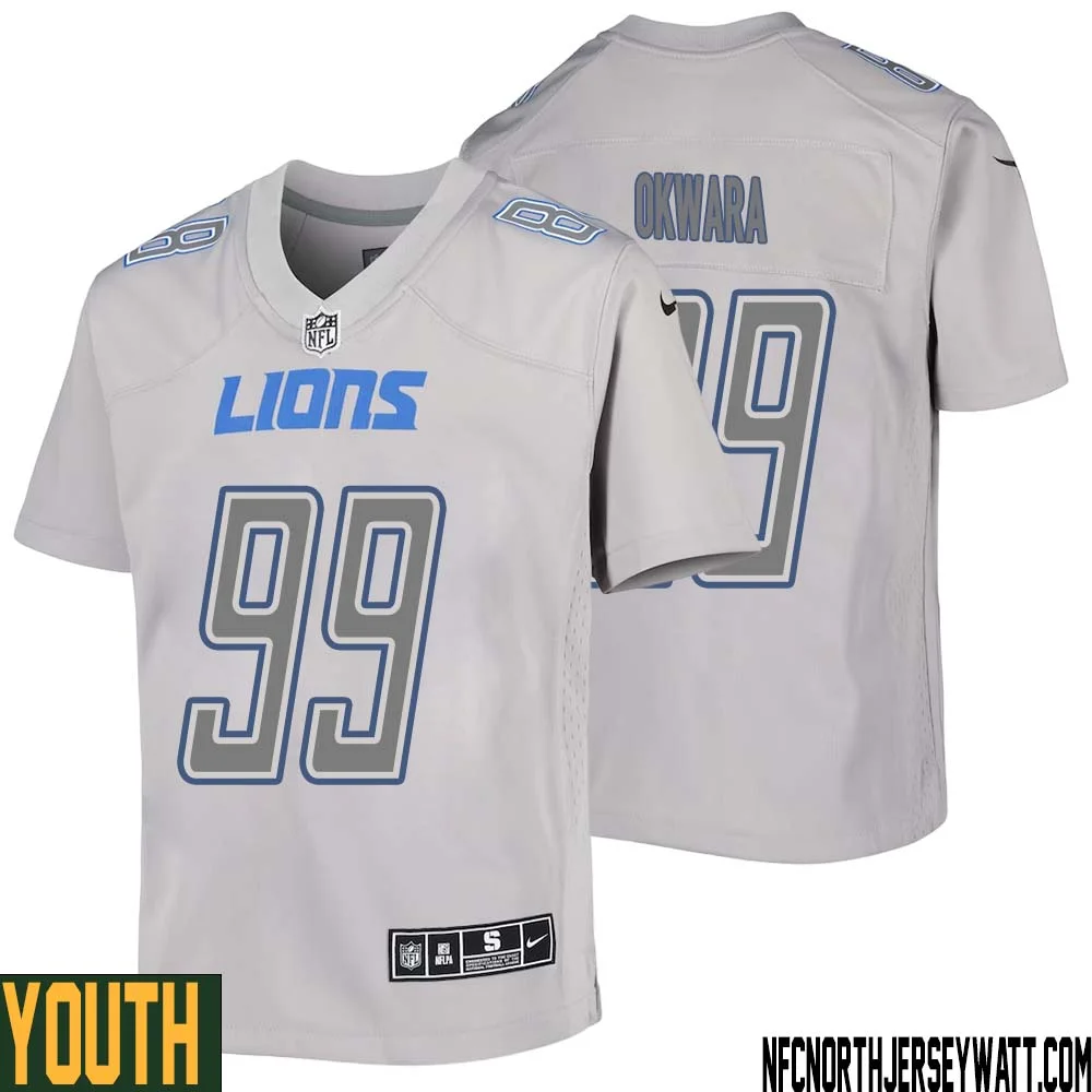 Julian Okwara No 99 Youth Gray Detroit Lions Atmosphere Fashion Game Jersey 1