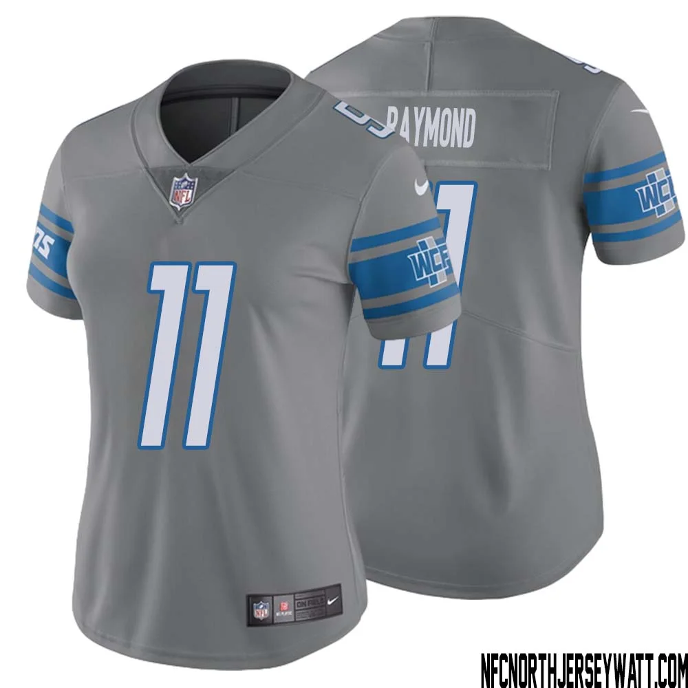 Kalif Raymond No 11 Women Steel Detroit Lions Vapor Untouchable Color Rush Limited Player Jersey