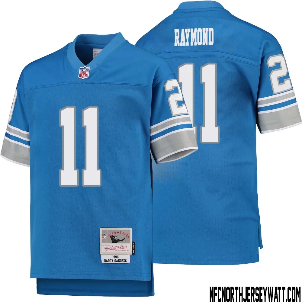 Kalif Raymond No 11 Youth Mitchell Ness Blue Detroit Lions 1996 Legacy Retired Player Jersey