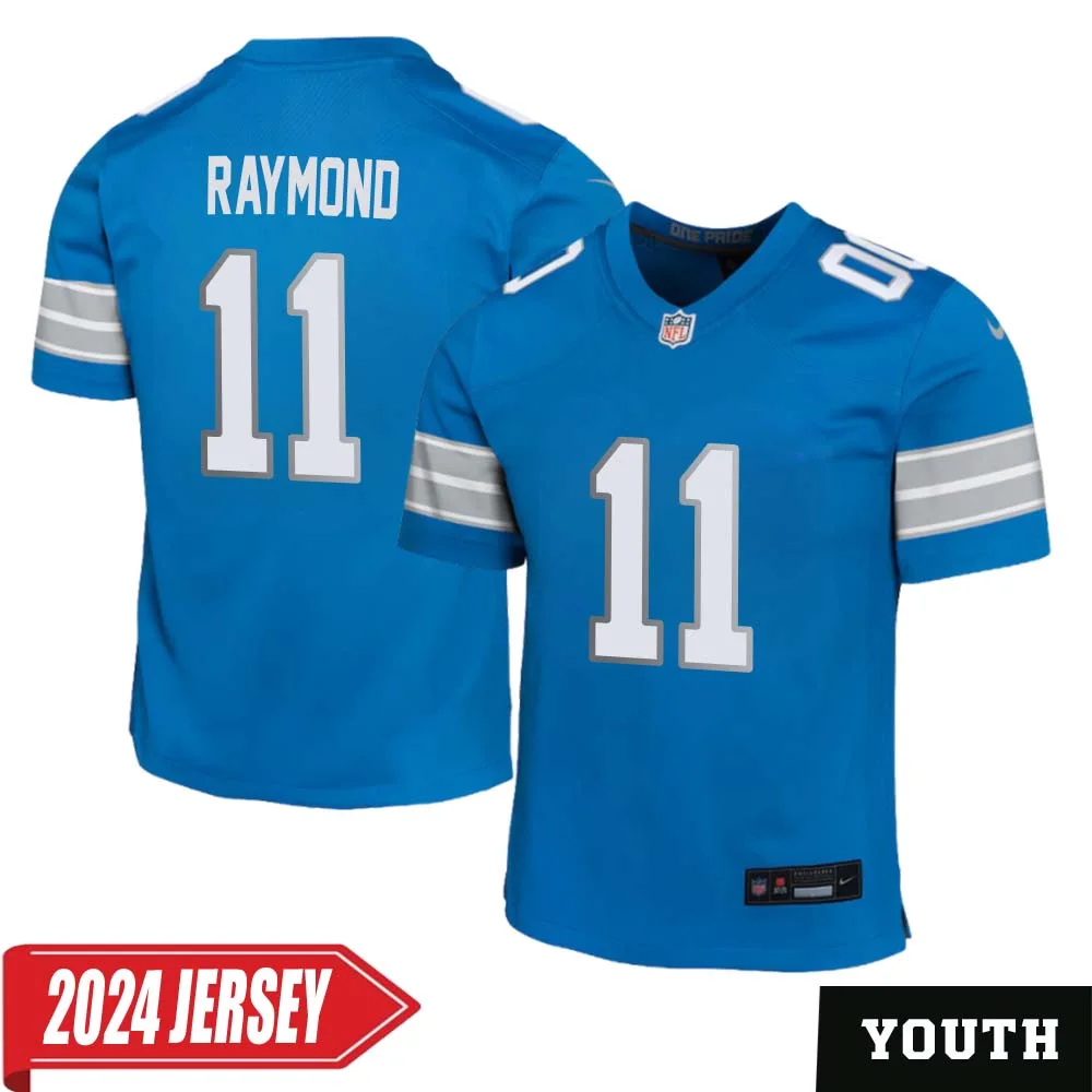 Kalif Raymond No 11 Youth s Detroit Lions Home Game 2024 Jersey Blue