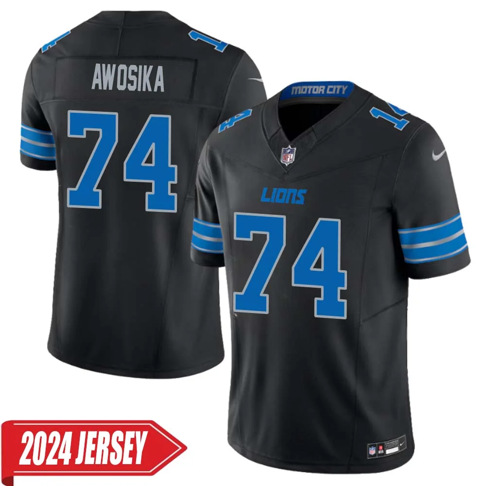 Kayode Awosika No 74 Men s Detroit Lions 2nd Alternate Vapor F.U.S.E. Limited 2024 Jersey Black