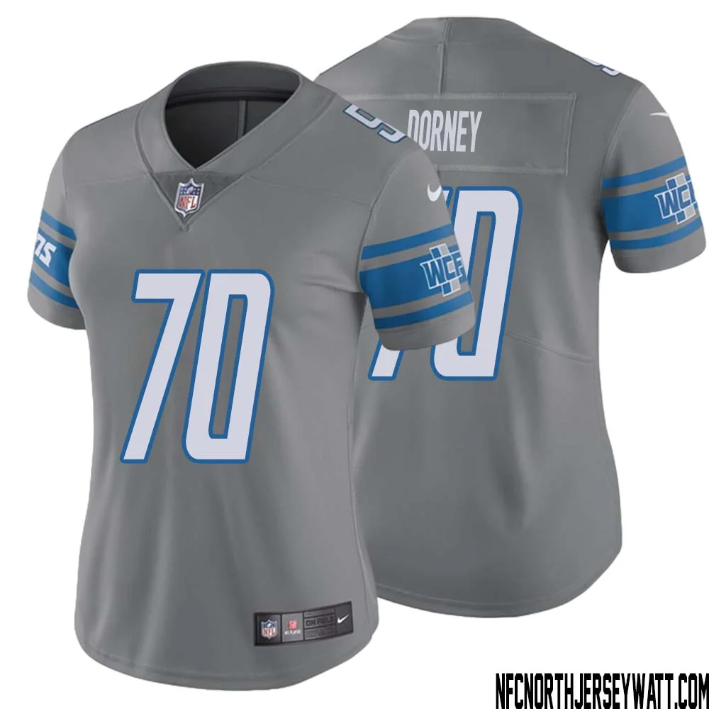 Keith Dorney No 70 Women Steel Detroit Lions Vapor Untouchable Color Rush Limited Player Jersey 1