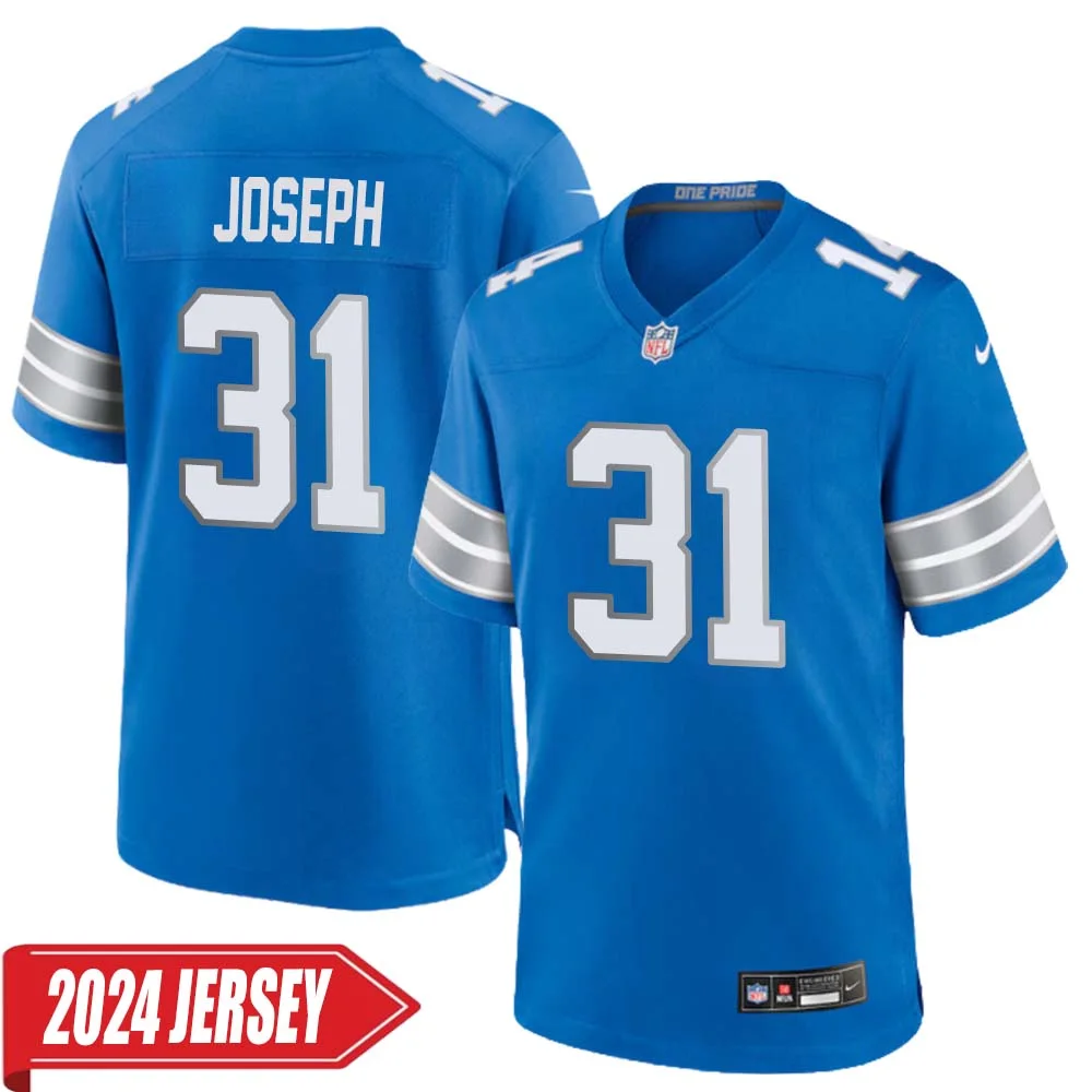 Kerby Joseph No 31 Men s Detroit Lions Home Game 2024 Jersey Blue