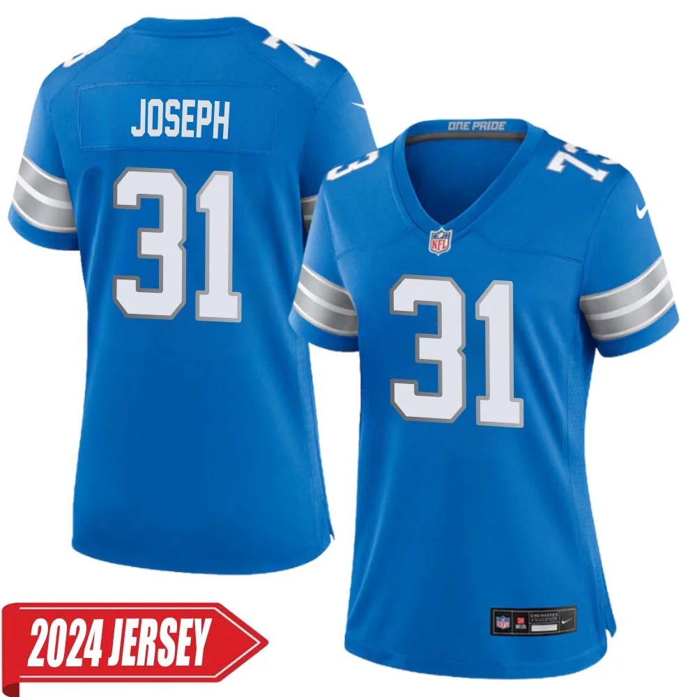 Kerby Joseph No 31 Woman s Detroit Lions Home Game 2024 Jersey Blue