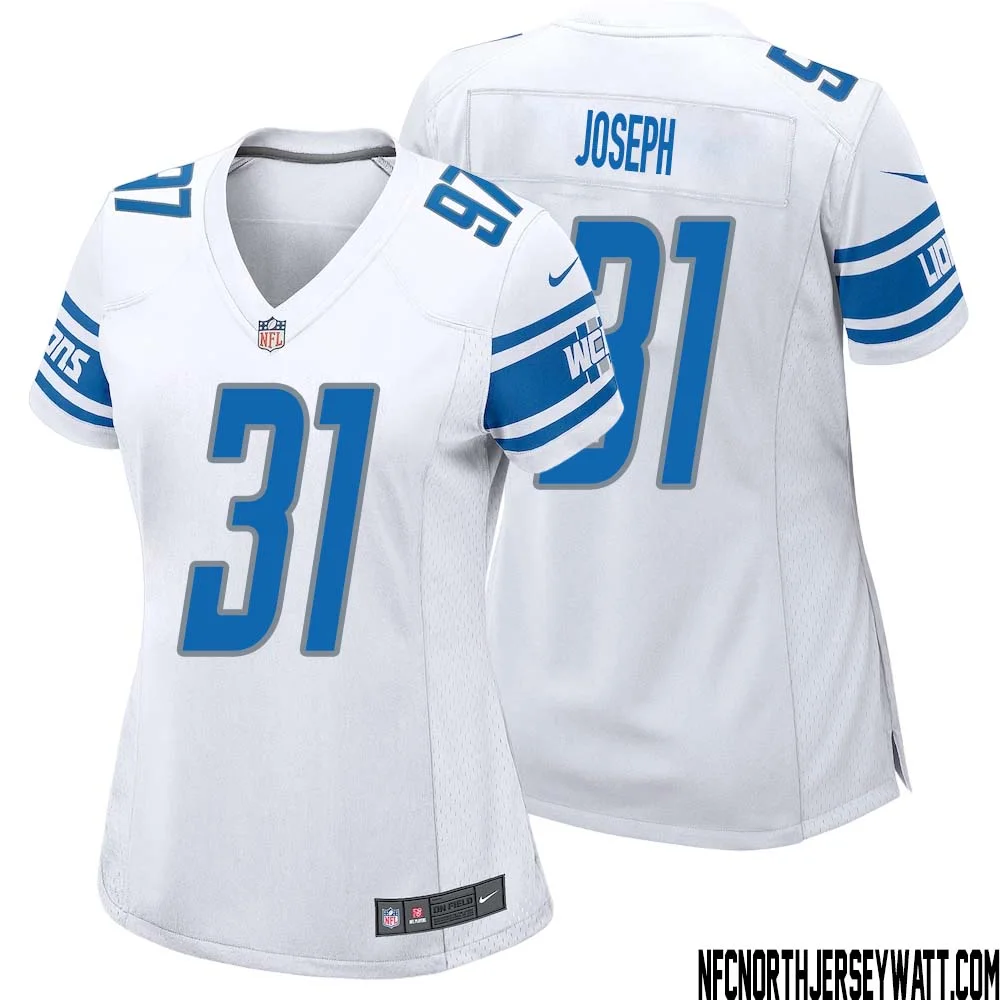 Kerby Joseph No 31 Women White Detroit Lions Player Away Game Jersey