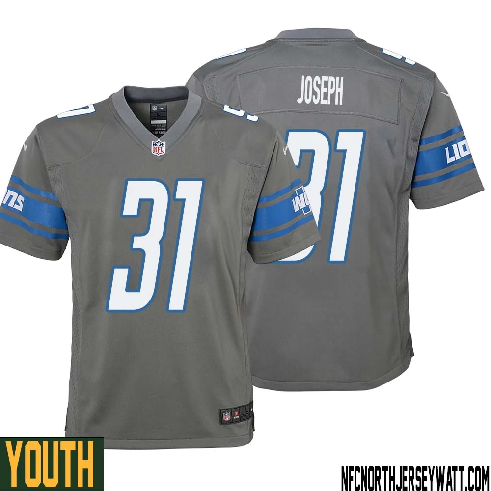 Kerby Joseph No 31 Youth Gray Detroit Lions Player Alternate Game Jersey 1