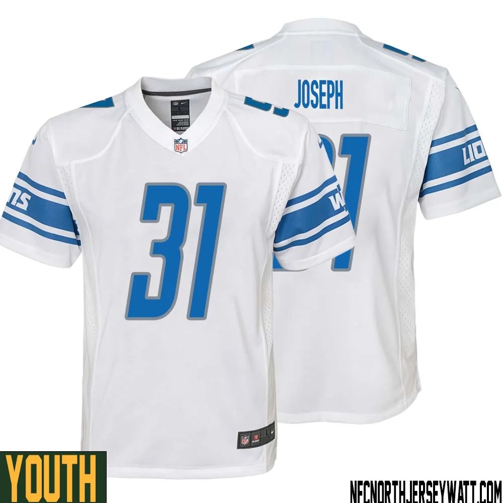 Kerby Joseph No 31 Youth White Detroit Lions Player Away Game Jersey