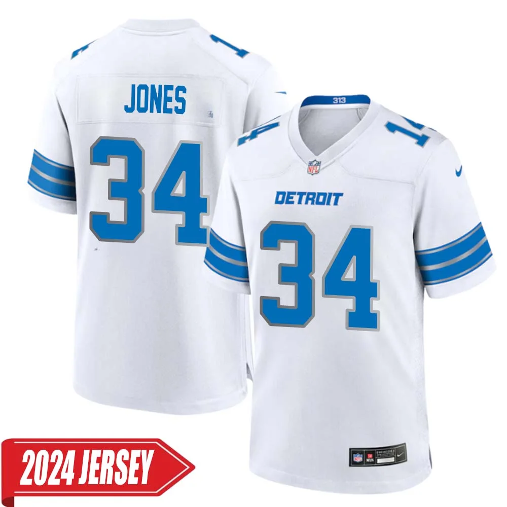 Kevin Jones No 34 Men s Detroit Lions Away Game 2024 Jersey White