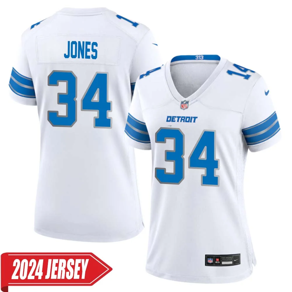Kevin Jones No 34 Woman s Detroit Lions Away Game 2024 Jersey White