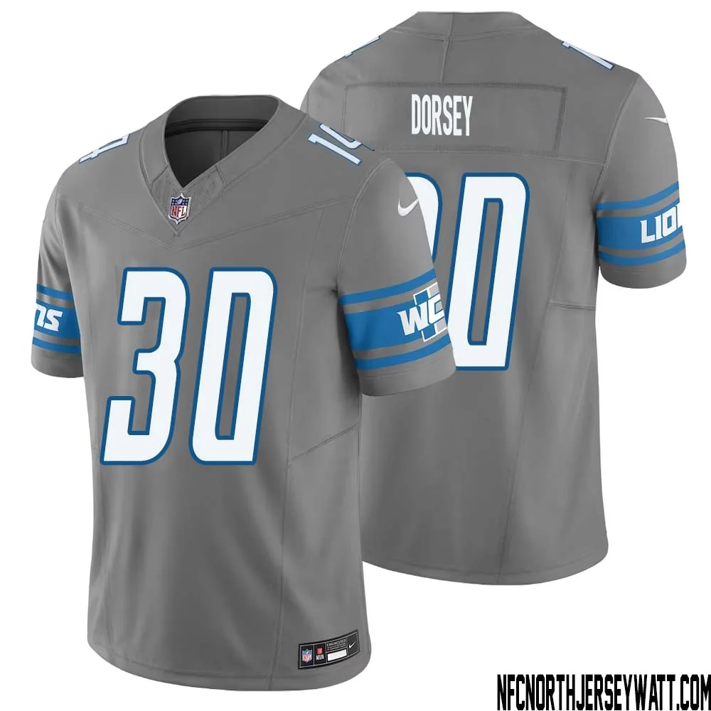 Khalil Dorsey No 30 Men Detroit Lions Vapor F.U.S.E. Limited Jersey Silver
