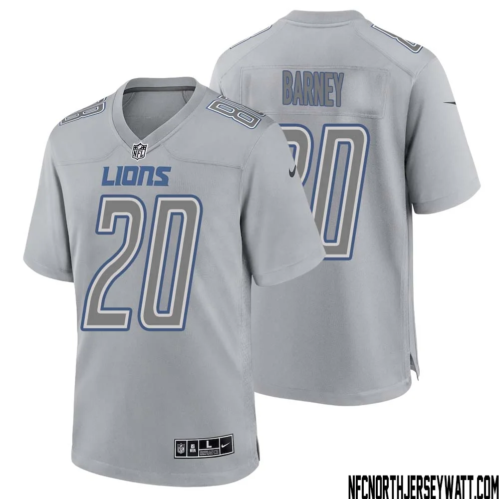 Lem Barney No 20 Men Gray Detroit Lions Atmosphere Fashion Game Jersey 1