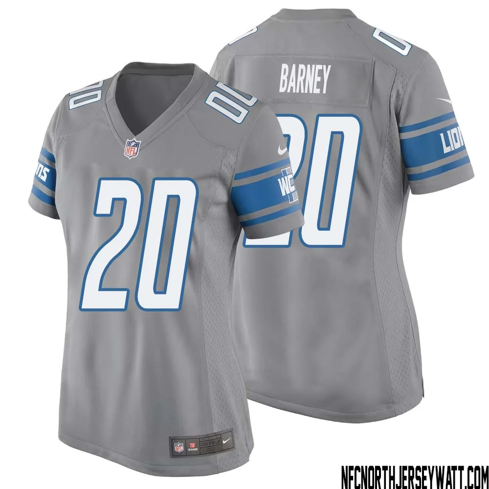 Lem Barney No 20 Women Gray Detroit Lions Player Alternate Game Jersey