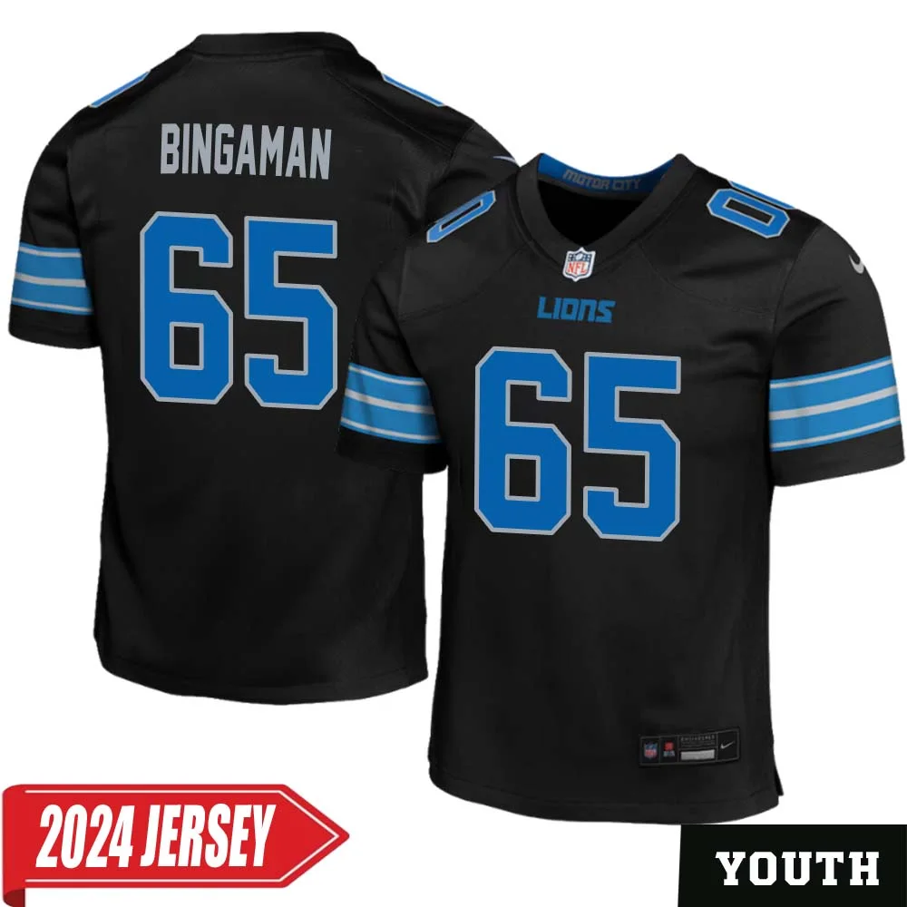 Les Bingaman No 65 Youth s Detroit Lions 2nd Alternate Vapor F.U.S.E. Limited 2024 Jersey Black