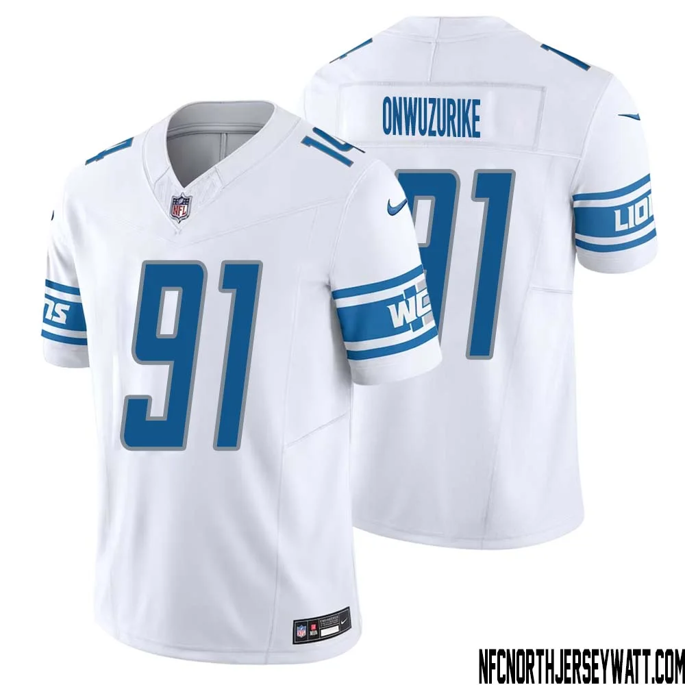 Levi Onwuzurike No 91 Men White Detroit Lions Vapor F.U.S.E. Limited Jersey 1