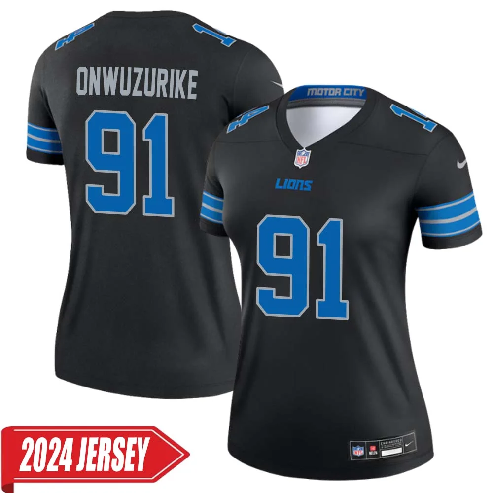 Levi Onwuzurike No 91 Woman s Detroit Lions 2nd Alternate Vapor F.U.S.E. Limited 2024 Jersey Black