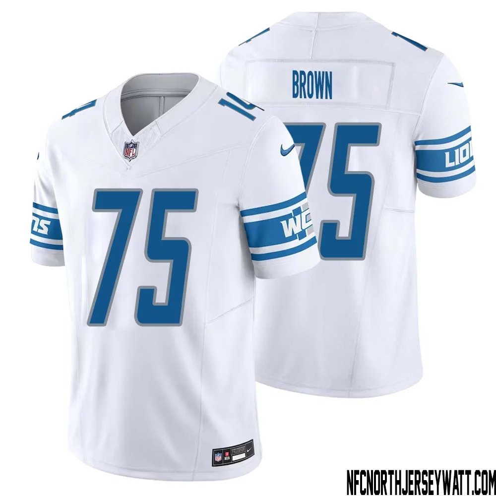 Lomas Brown No 75 Men White Detroit Lions Vapor F.U.S.E. Limited Jersey 1