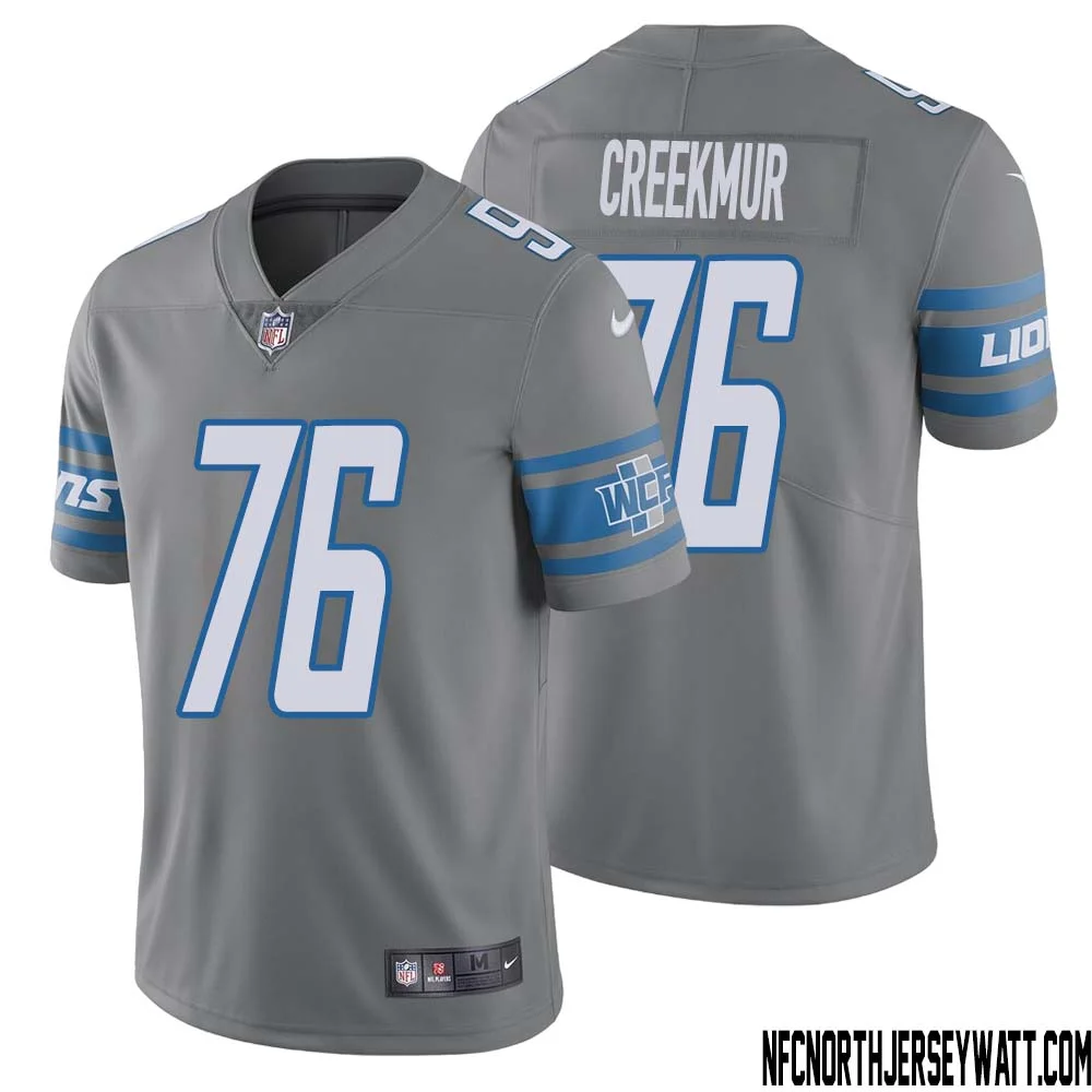 Lou Creekmur No 76 Men Steel Detroit Lions Vapor Untouchable Color Rush Limited Player Jersey