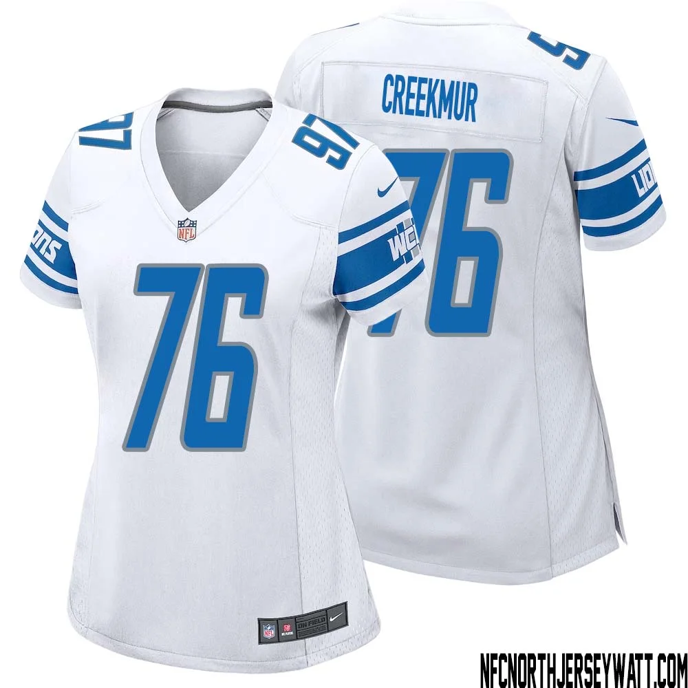 Lou Creekmur No 76 Women White Detroit Lions Player Away Game Jersey
