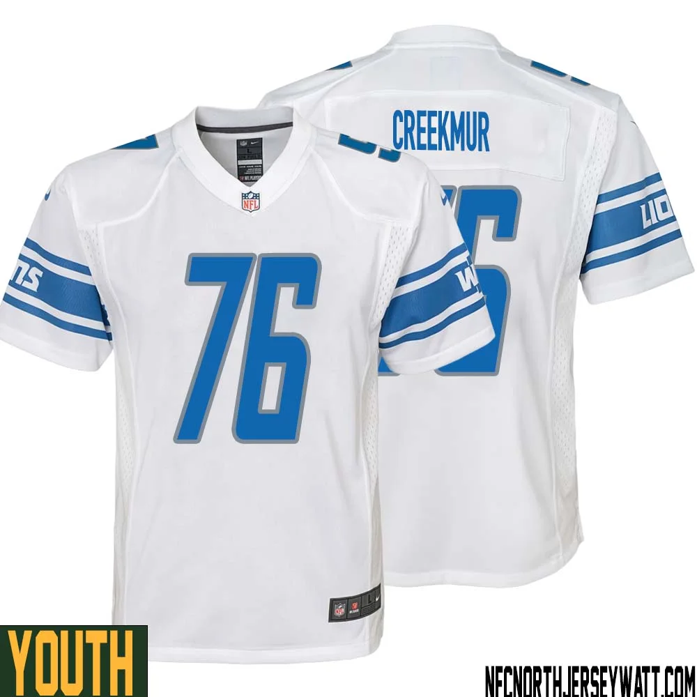 Lou Creekmur No 76 Youth White Detroit Lions Player Away Game Jersey