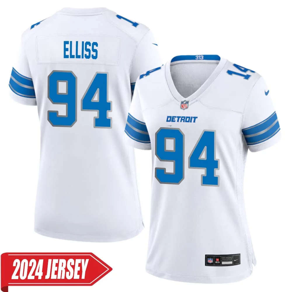 Luther Elliss No 94 Woman s Detroit Lions Away Game 2024 Jersey White